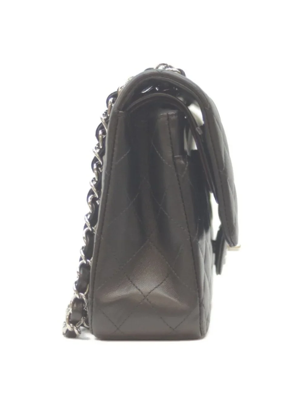 Chanel 21 Black Rum Silver Double Flap Quilted 25